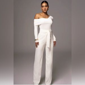 JLUX LABEL | IVORY SAFIYA WIDE LEG PANTS | S